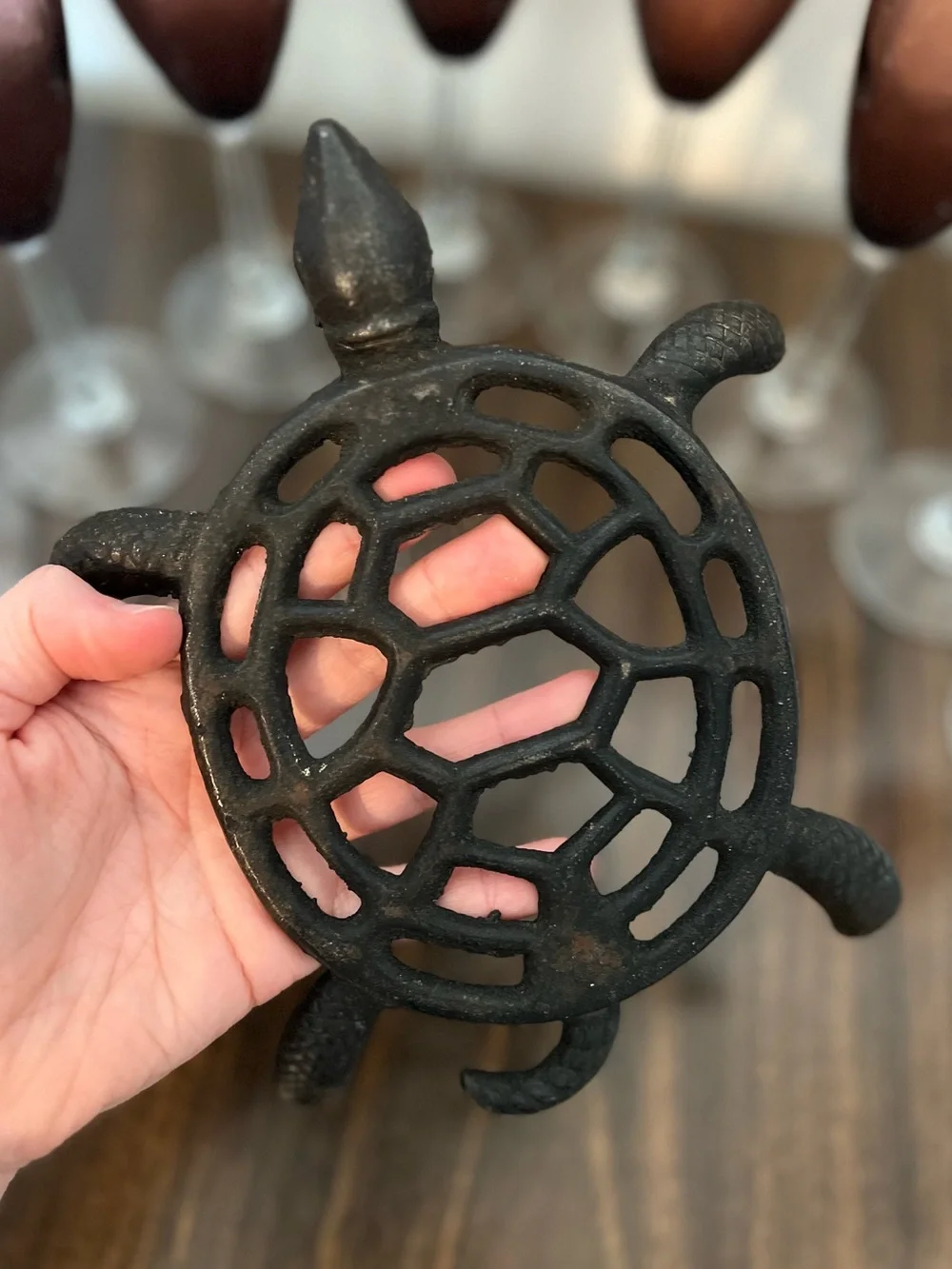 Vintage 1970s-80s Cast Iron Turtle Trivet Kitchen Hot Pot Holder 🐢